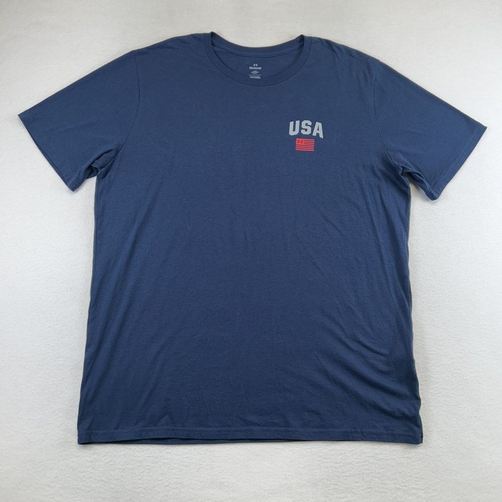 Under Armour Shirt Mens 2XL Blue USA Freedom Eagle Patriotic Graphic Tee